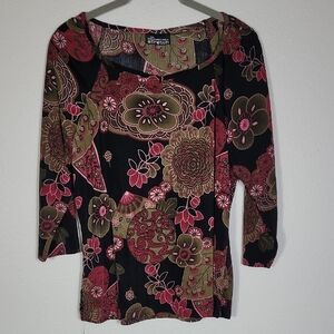 Y2K NoBo Floral Womens Top Size M Multicolor Stretch Whimsigoth